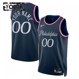 Maillot Basket Enfant Philadelphia 76ers Personnalisé 2025-26 Nike City Edition Navy Swingman
